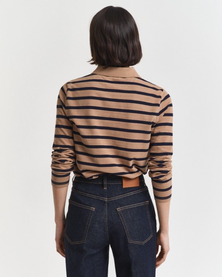 REG BRETON STRIPED LS PIQUE POLO