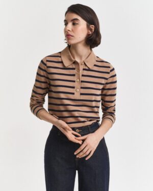 REG BRETON STRIPED LS PIQUE POLO