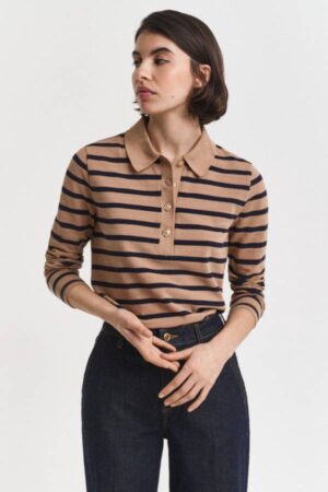REG BRETON STRIPED LS PIQUE POLO