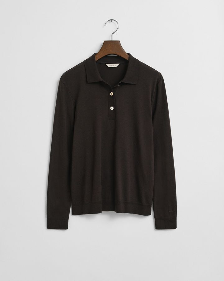 Seamless Buttoned Long Sleeve Polo Shirt
