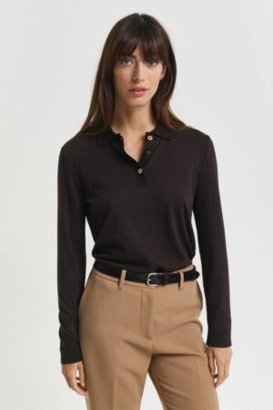 Seamless Buttoned Long Sleeve Polo Shirt