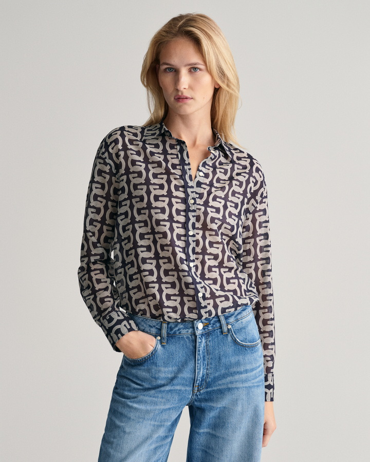 Relaxed Fit G Patterned Cotton Silk Shirt