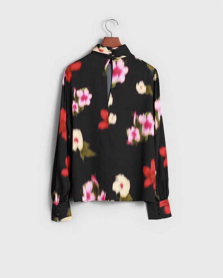 Floral Print Mock Neck Blouse
