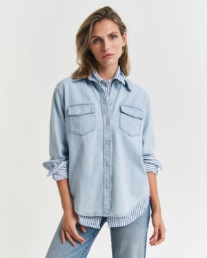 Relaxed Fit Pocket Detail Denim Shirt