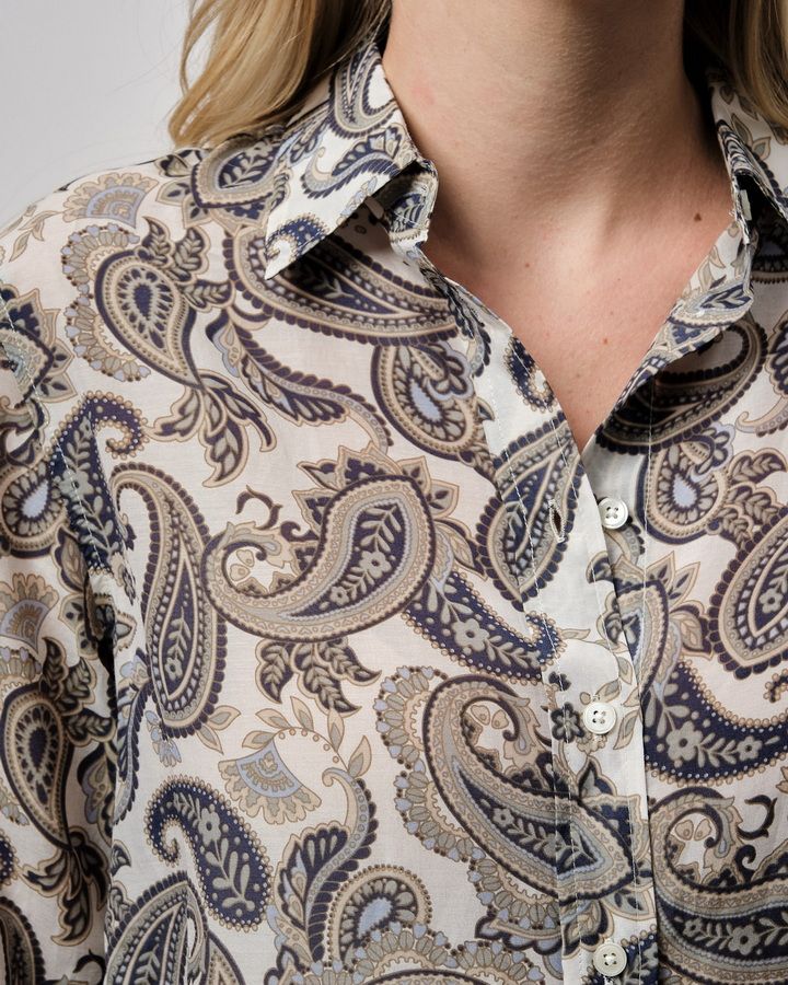 Regular Fit Paisley Cot Silk Shirt