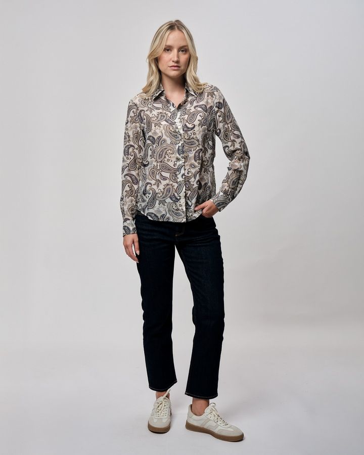 Regular Fit Paisley Cot Silk Shirt
