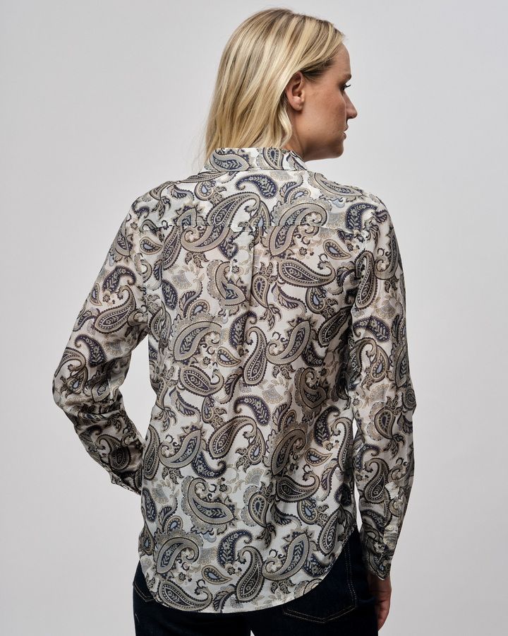 Regular Fit Paisley Cot Silk Shirt