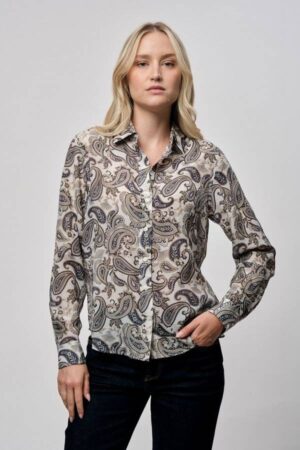 Regular Fit Paisley Cot Silk Shirt