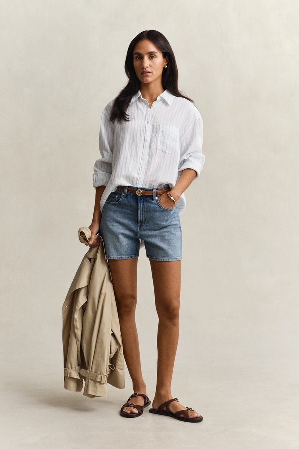 Relaxed Fit Striped Linen Shirt