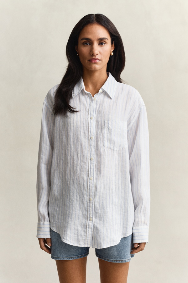 Relaxed Fit Striped Linen Shirt