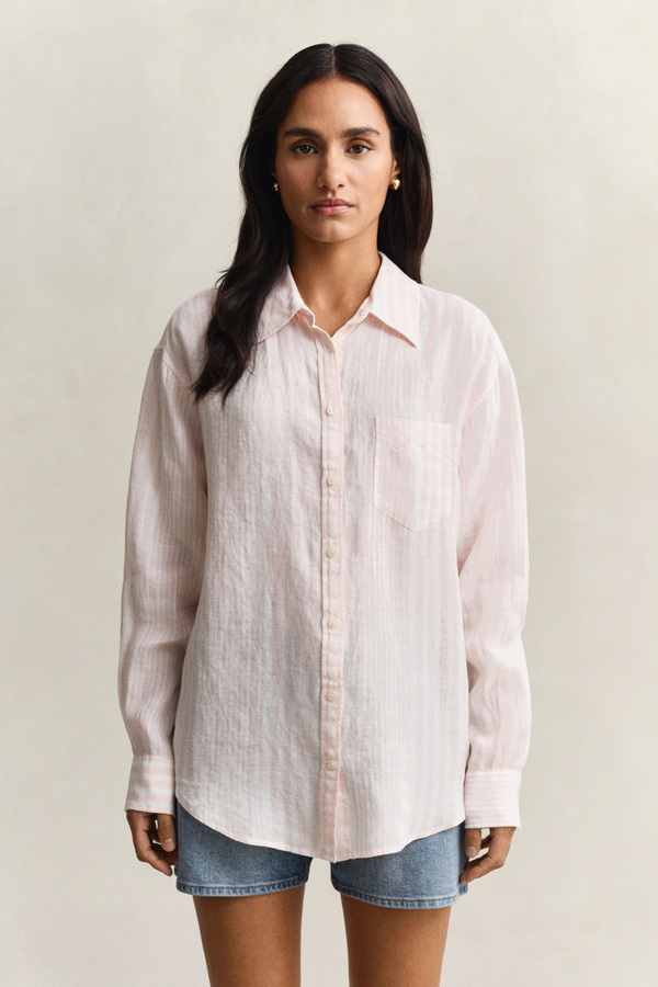 Relaxed Fit Striped Linen Shirt