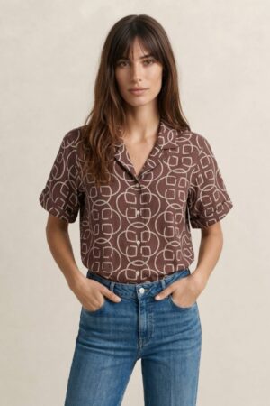 Monogram Print Modal Blend Shirt