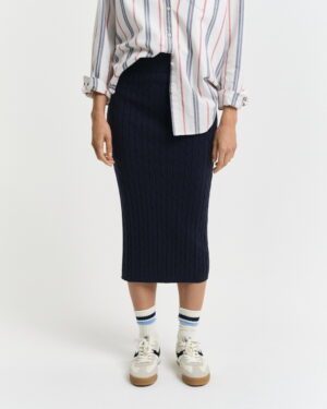 Stretch Cotton Cable Knit Skirt