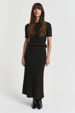 Contrast Ribbed Knit Skirt