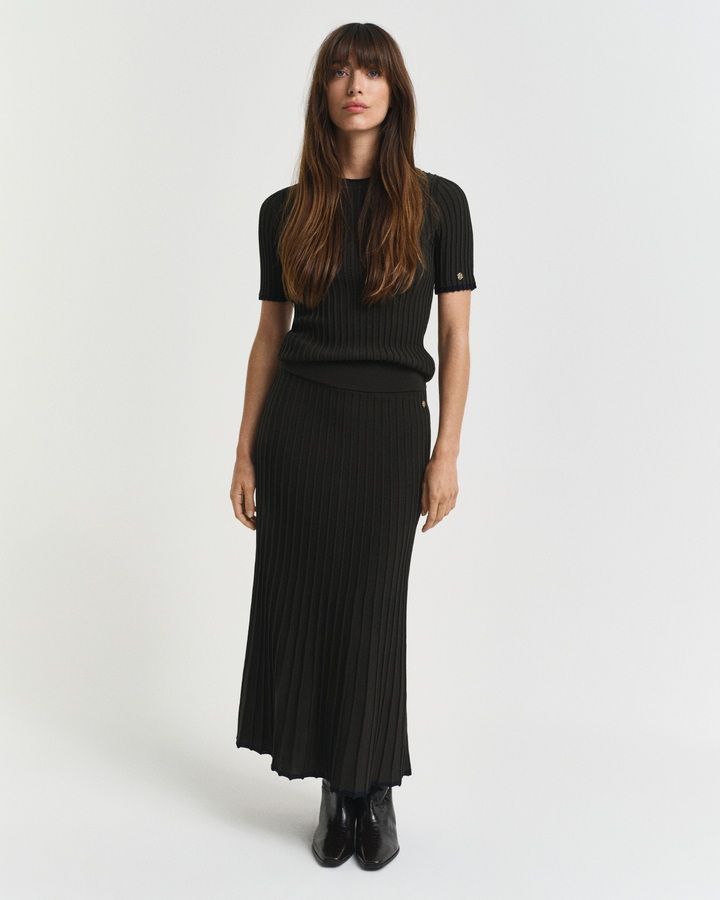 Contrast Ribbed Knit Skirt