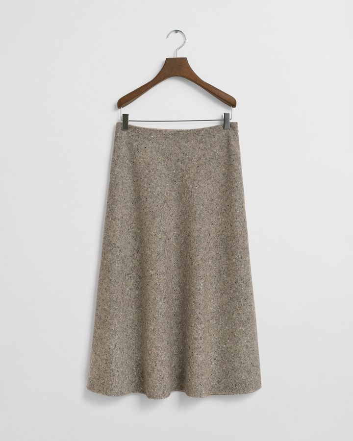Flared Wool Midi Skirt