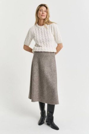 Flared Wool Midi Skirt