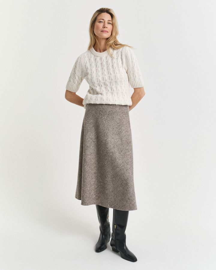 Flared Wool Midi Skirt