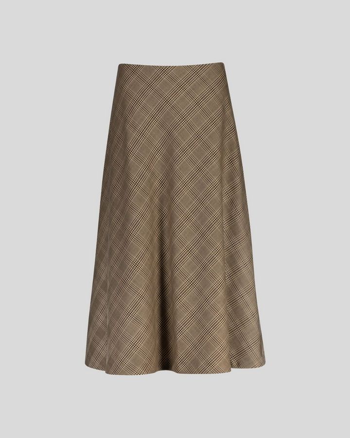 Midi Flared Checked Skirt