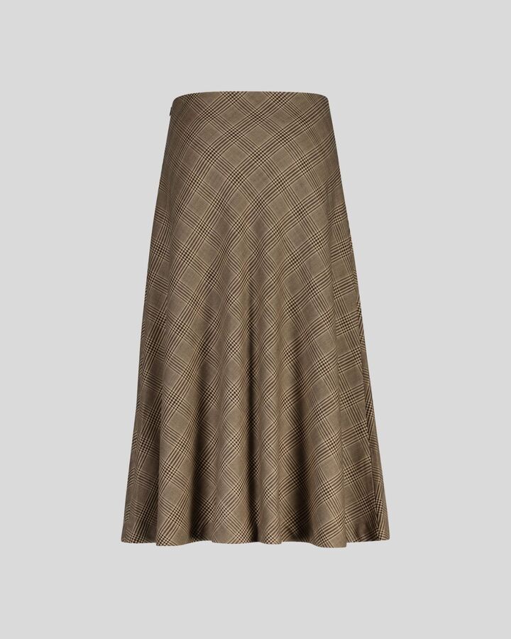 Midi Flared Checked Skirt