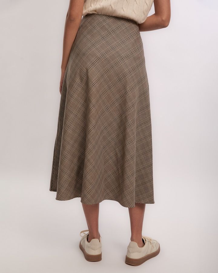 Midi Flared Checked Skirt