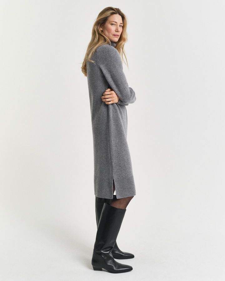 Knit Detail Turtleneck Dress