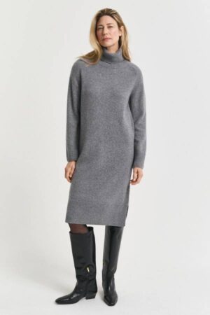Knit Detail Turtleneck Dress