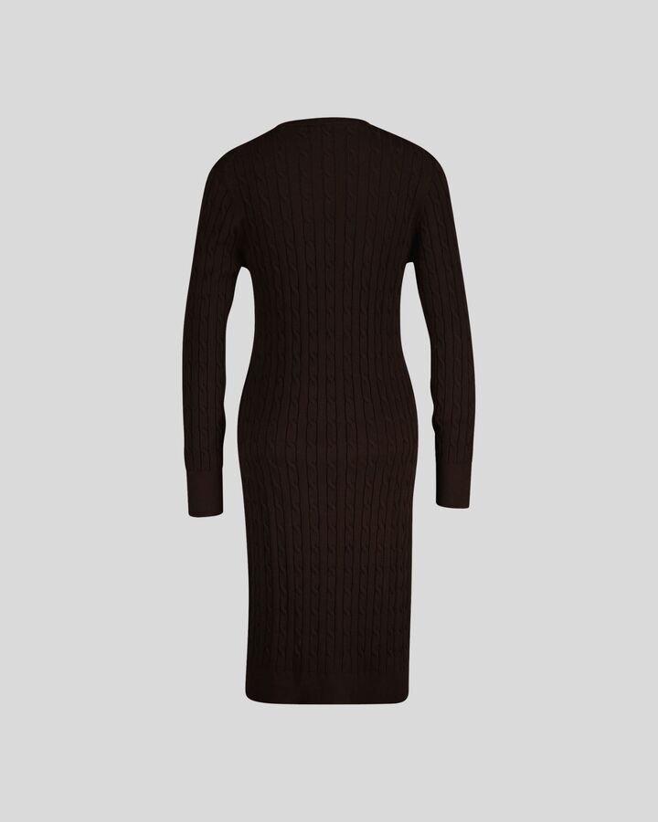 Stretch Cotton Cable Knit Crew Neck Dress