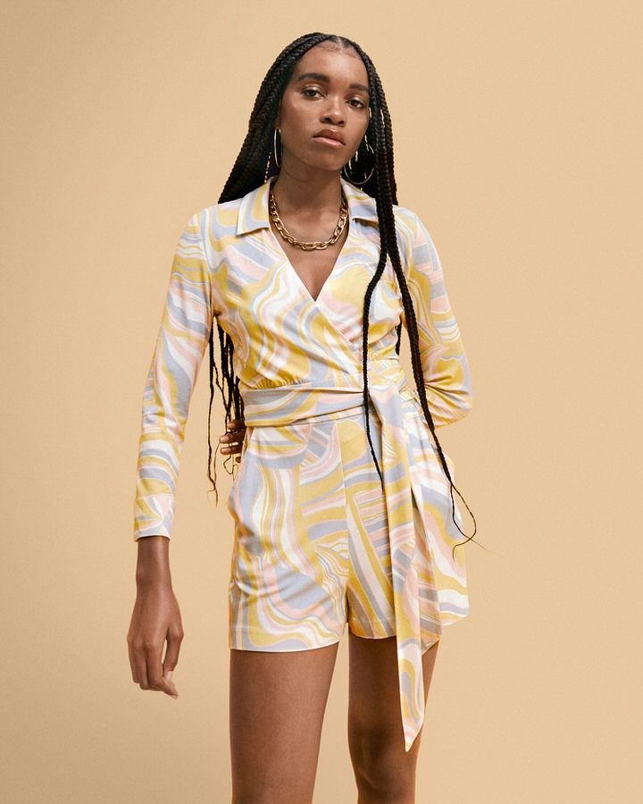 Printed Wrap Playsuit