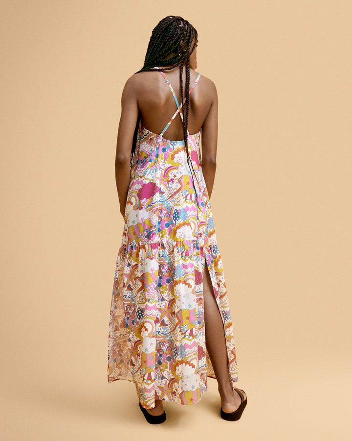 Printed Strap Maxi Dress