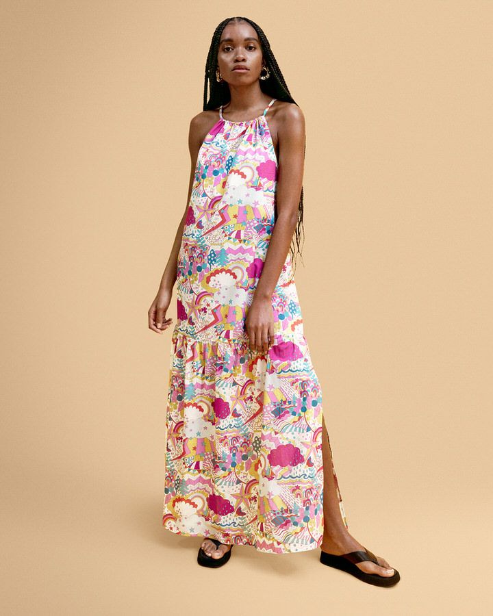 Printed Strap Maxi Dress