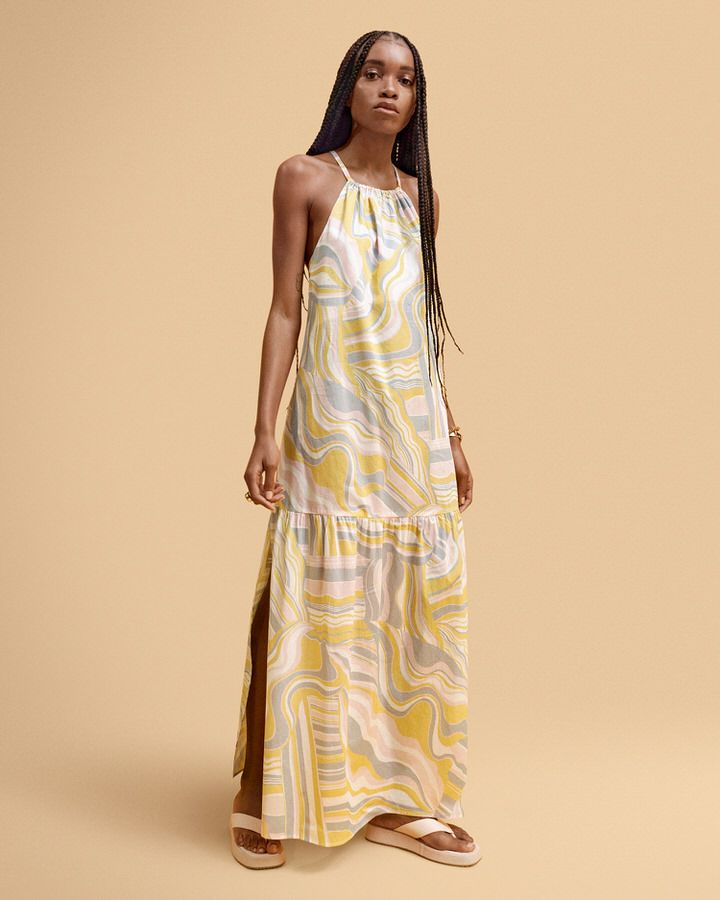 Printed Strap Maxi Dress