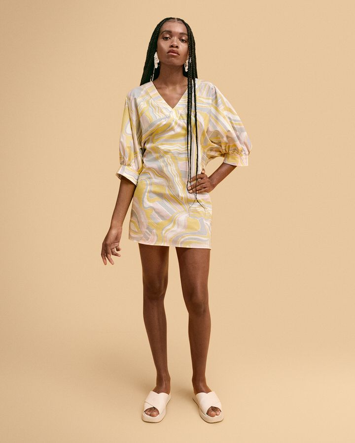 Printed V-Neck Dress