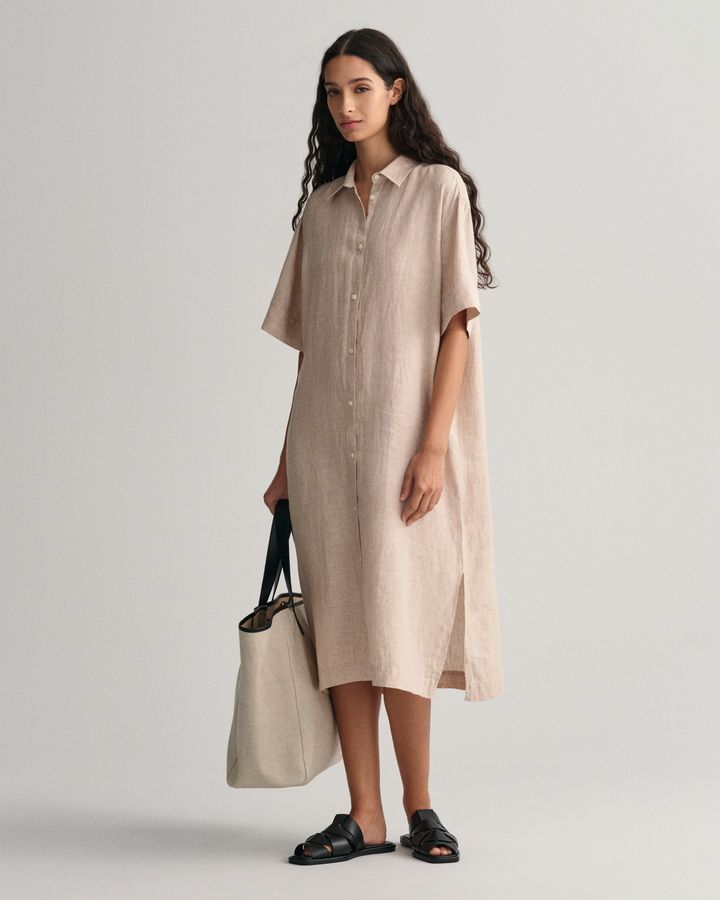 Linen Short Sleeve Shirt Dress
