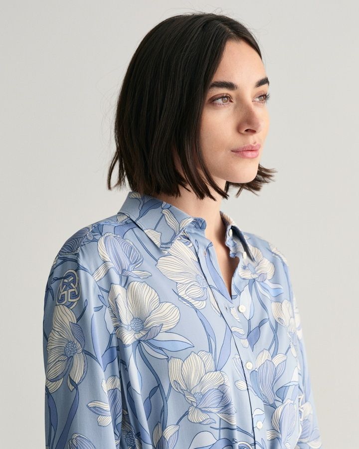 Magnolia Print Shirt Dress