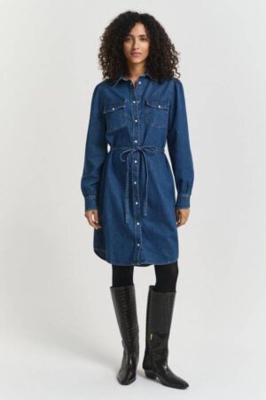 Puff Sleeve Denim Dress