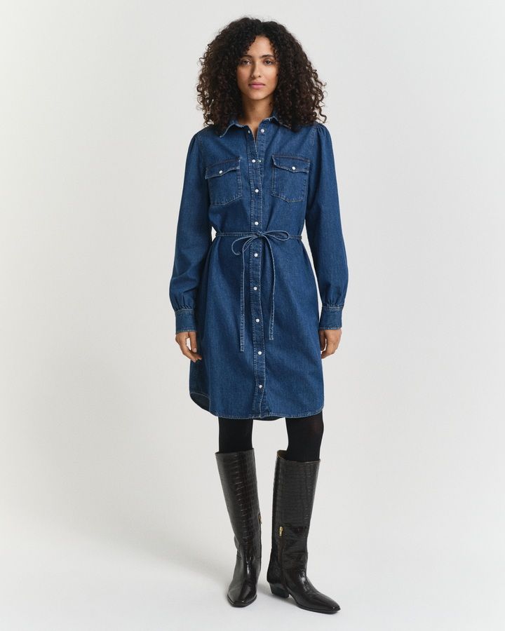 Puff Sleeve Denim Dress