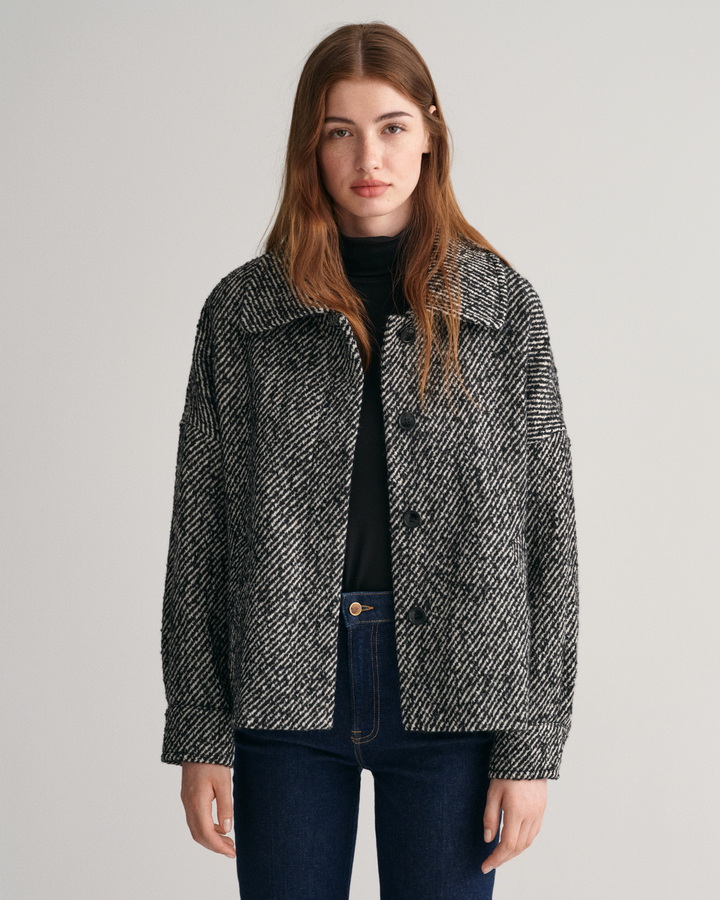 Pattern Cropped Wool Jacket