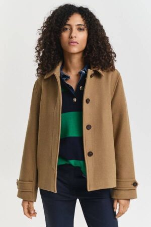 Wool Blend Short Car Coat