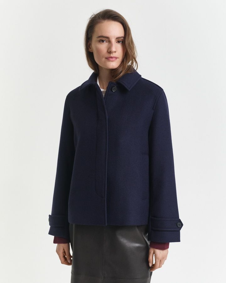 Wool Blend Short Car Coat