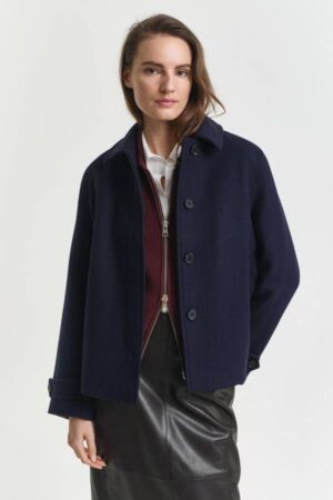 Wool Blend Short Car Coat