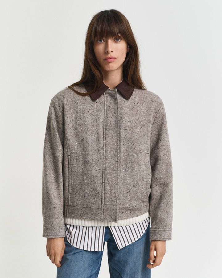 Contrast Collar Wool Jacket