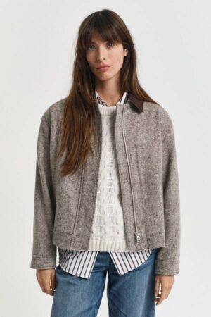 Contrast Collar Wool Jacket