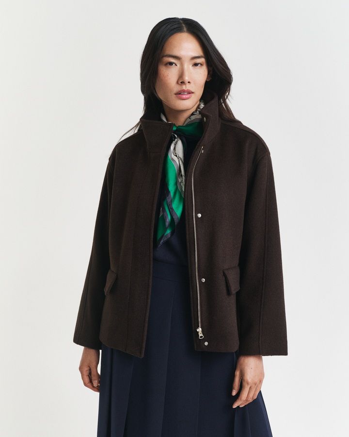 Short Wool Zip Jacket