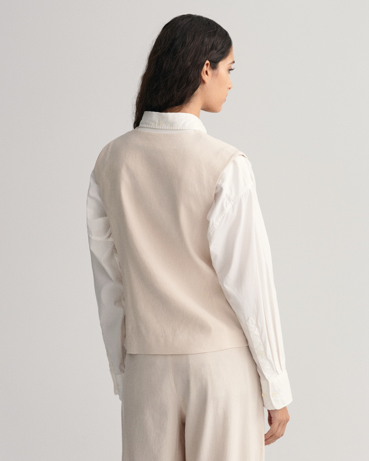 Regular Fit Stretch Linen Waistcoat