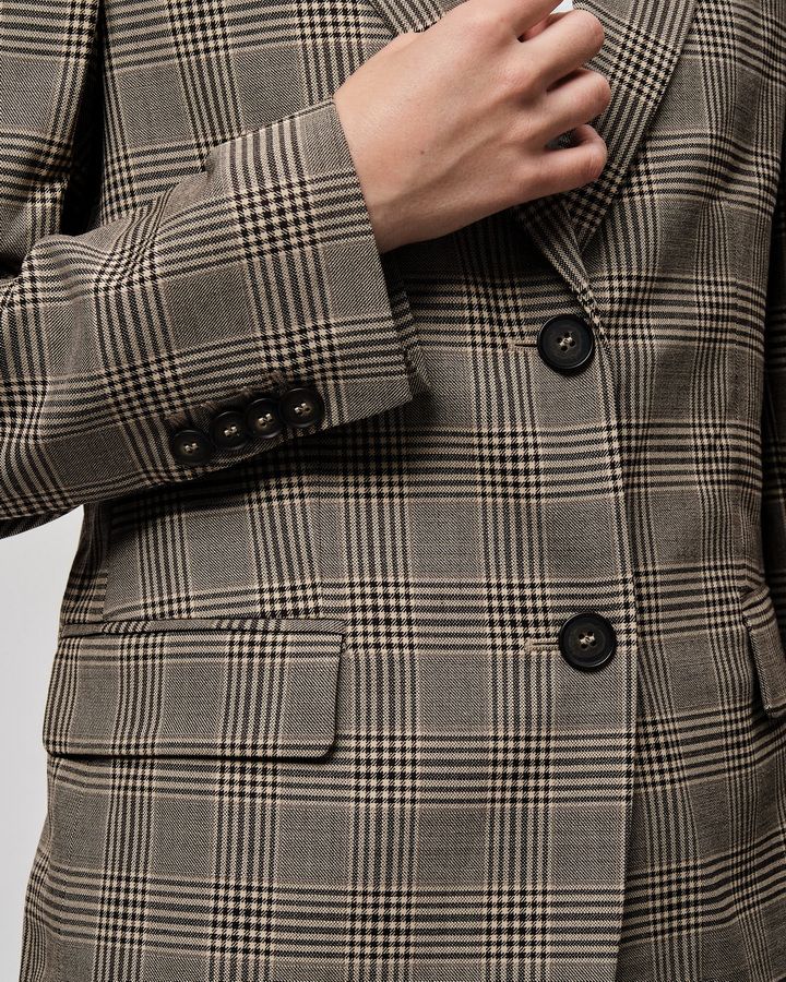 Regular Fit Checked Wool Blend Blazer