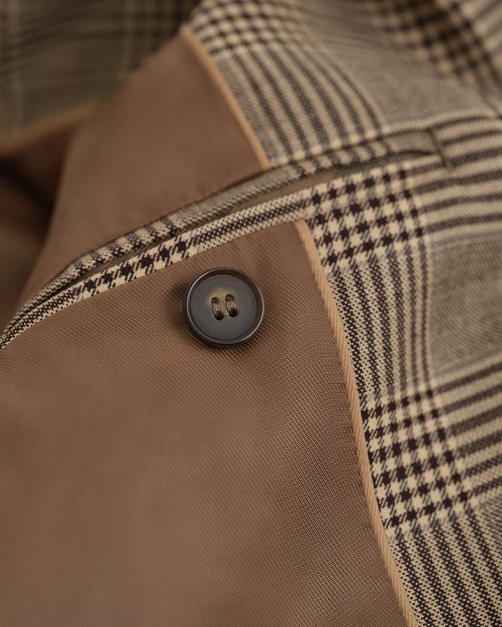 Regular Fit Checked Wool Blend Blazer