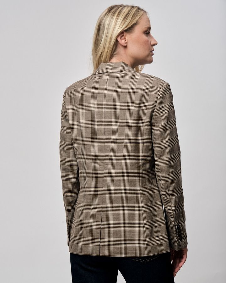 Regular Fit Checked Wool Blend Blazer