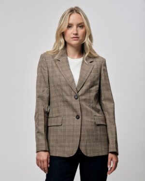Regular Fit Checked Wool Blend Blazer