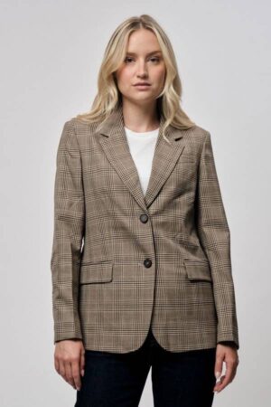 Regular Fit Checked Wool Blend Blazer